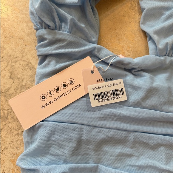 Oh Polly Light Blue Kids Halter One-Piece - Picture 2 of 4